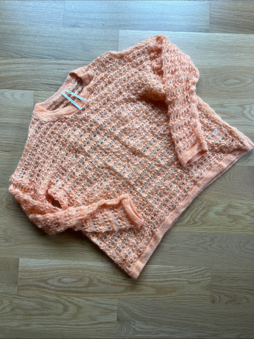 Anthropologie Open-Knit Scoop Pullover in Peach